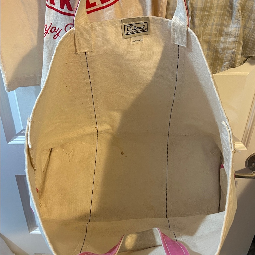 LL Bean Large Natural & Pink Boat and Tote - SMW - Picture 7 of 8